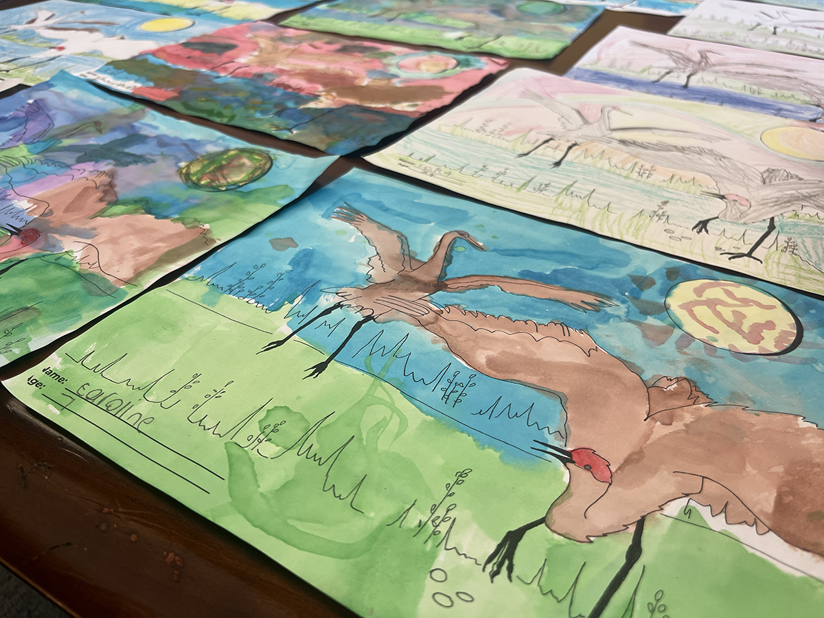 Photo of winning coloring contest entries.